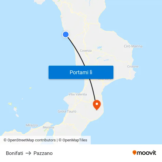 Bonifati to Pazzano map