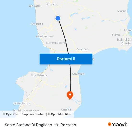Santo Stefano Di Rogliano to Pazzano map