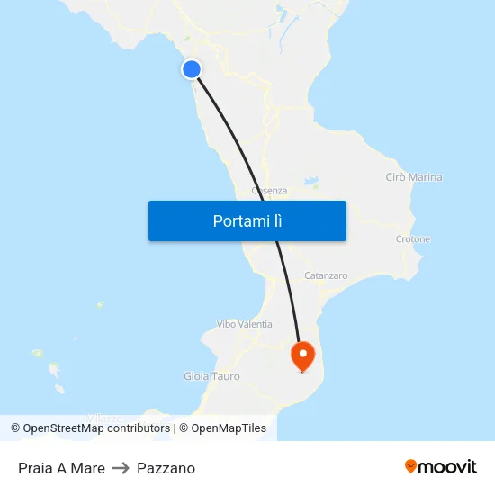 Praia A Mare to Pazzano map