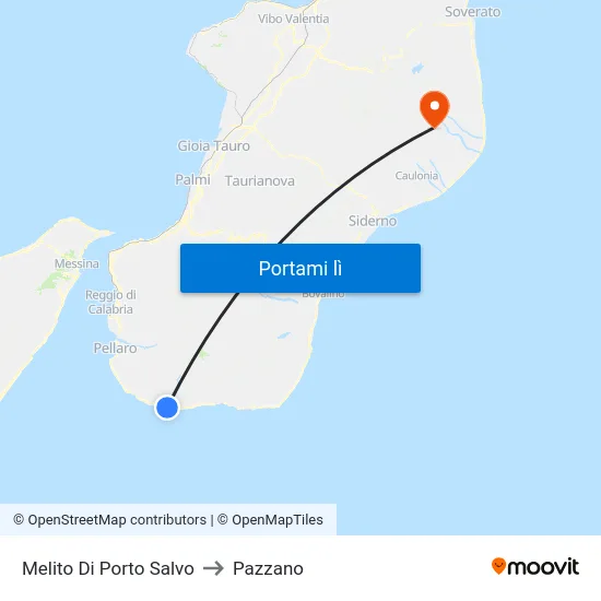 Melito Di Porto Salvo to Pazzano map