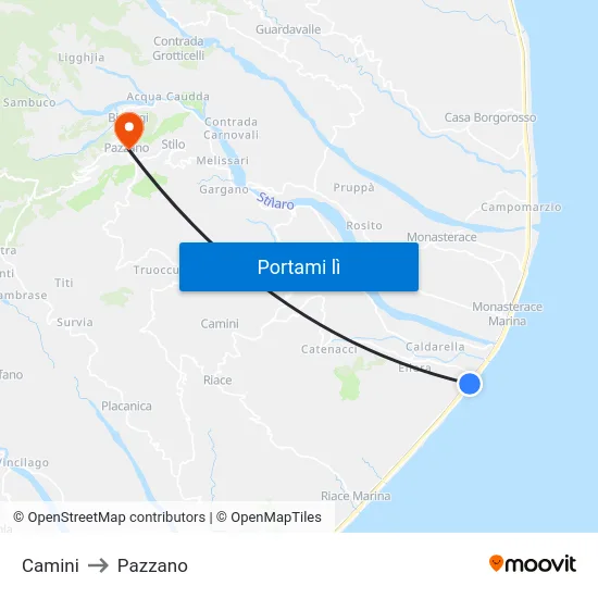 Camini to Pazzano map