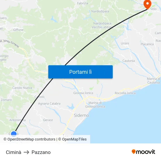 Ciminà to Pazzano map