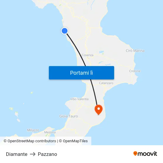 Diamante to Pazzano map