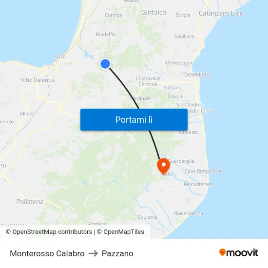 Monterosso Calabro to Pazzano map