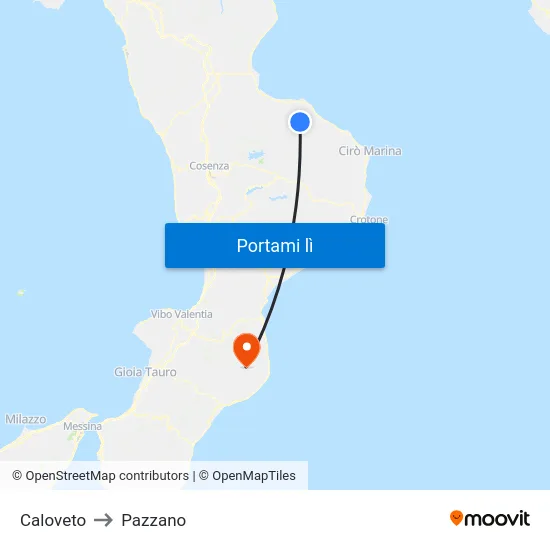 Caloveto to Pazzano map