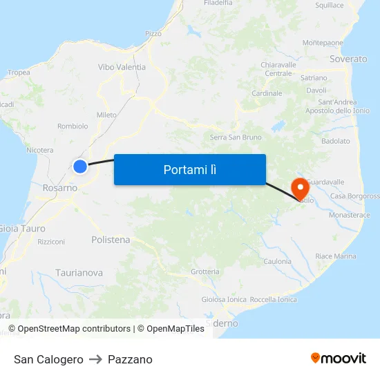 San Calogero to Pazzano map