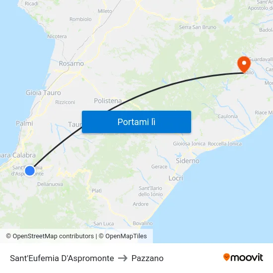 Sant'Eufemia D'Aspromonte to Pazzano map