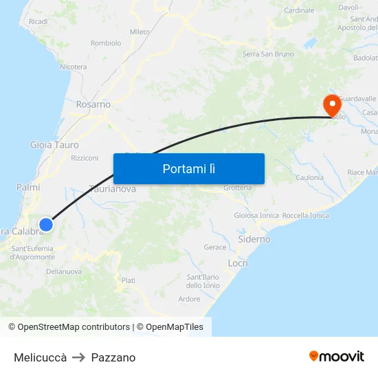Melicuccà to Pazzano map