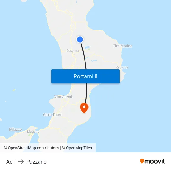 Acri to Pazzano map
