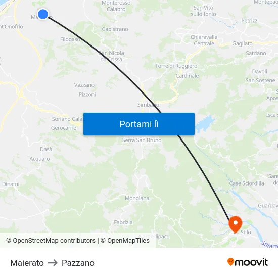 Maierato to Pazzano map