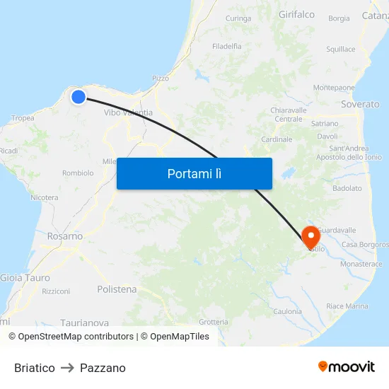 Briatico to Pazzano map