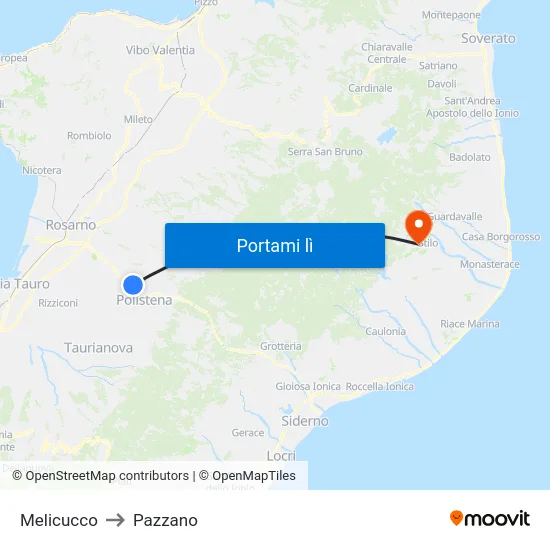Melicucco to Pazzano map