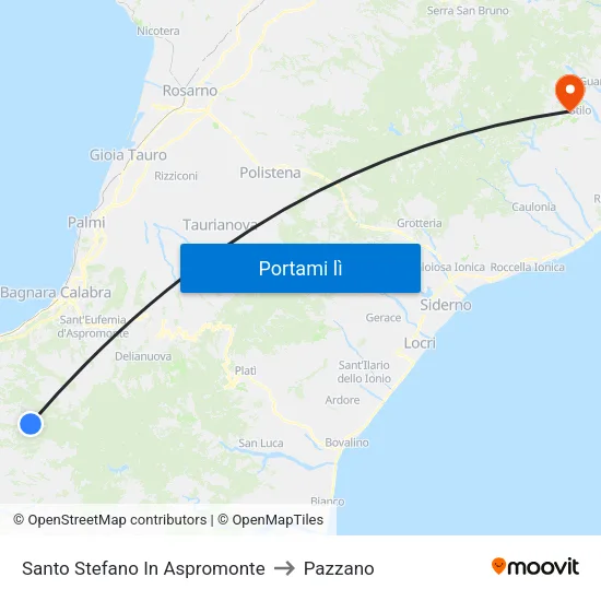 Santo Stefano In Aspromonte to Pazzano map