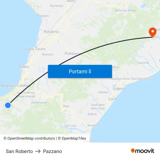San Roberto to Pazzano map