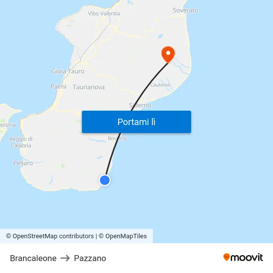 Brancaleone to Pazzano map
