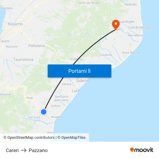 Careri to Pazzano map
