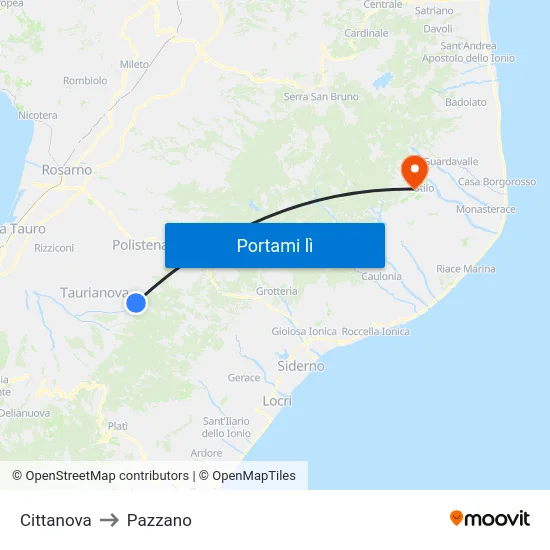 Cittanova to Pazzano map