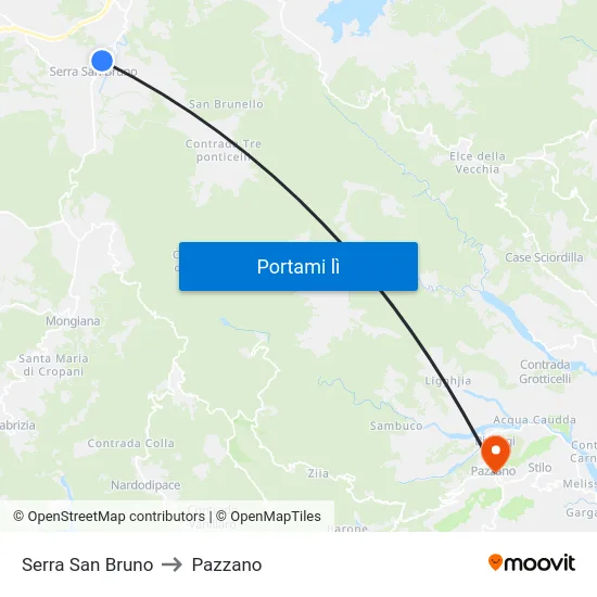 Serra San Bruno to Pazzano map