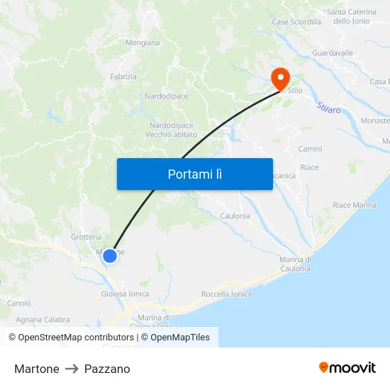 Martone to Pazzano map