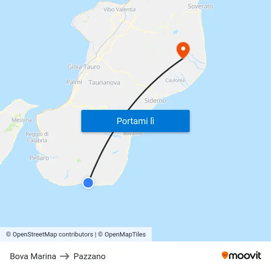 Bova Marina to Pazzano map