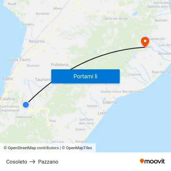 Cosoleto to Pazzano map