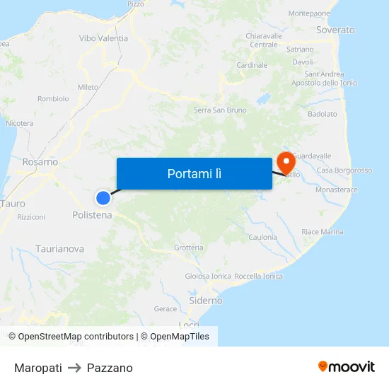 Maropati to Pazzano map