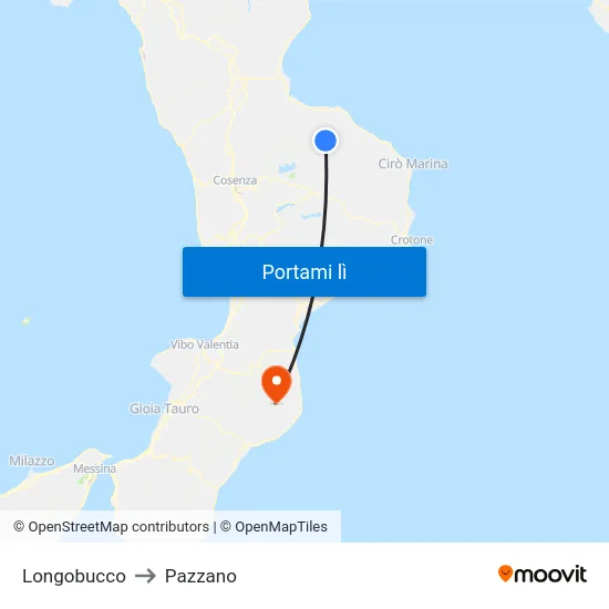 Longobucco to Pazzano map