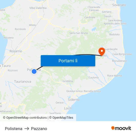 Polistena to Pazzano map