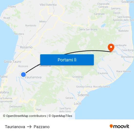 Taurianova to Pazzano map
