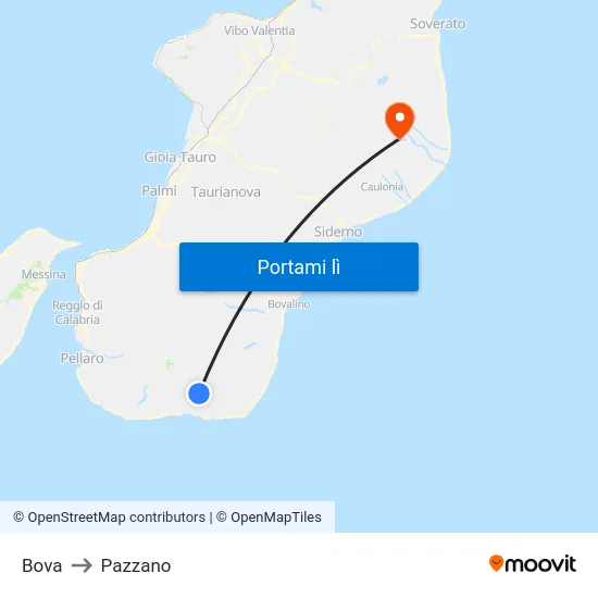 Bova to Pazzano map