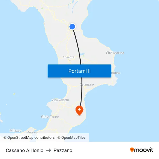 Cassano All'Ionio to Pazzano map