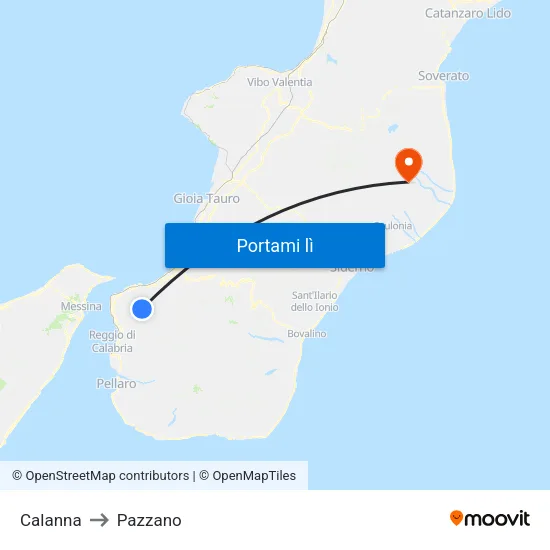 Calanna to Pazzano map