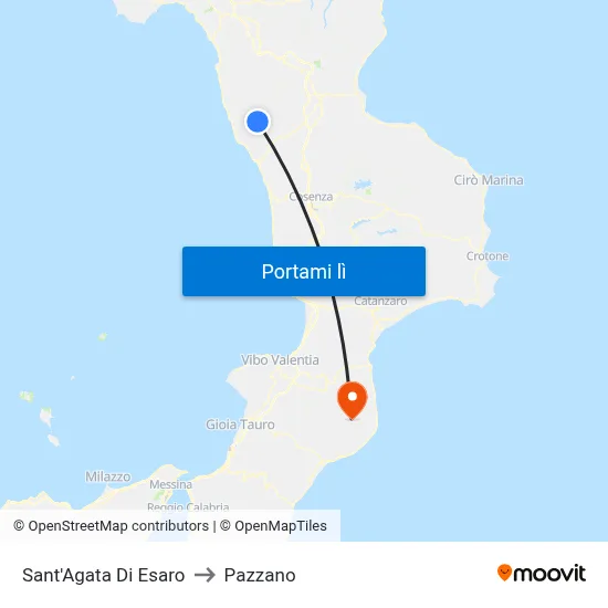 Sant'Agata Di Esaro to Pazzano map