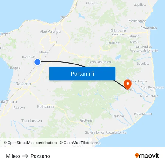Mileto to Pazzano map