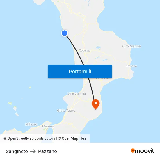 Sangineto to Pazzano map