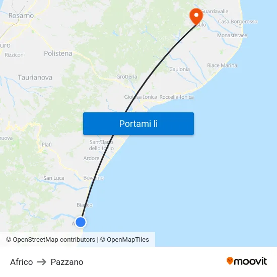 Africo to Pazzano map