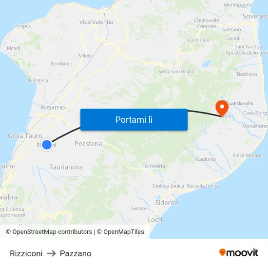 Rizziconi to Pazzano map