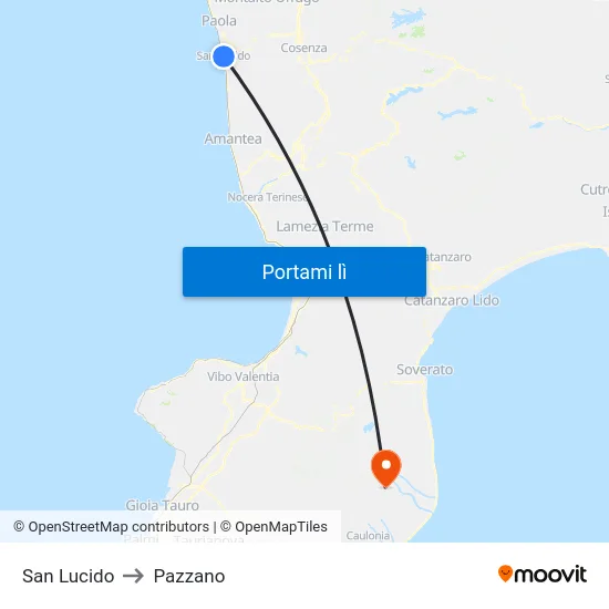 San Lucido to Pazzano map