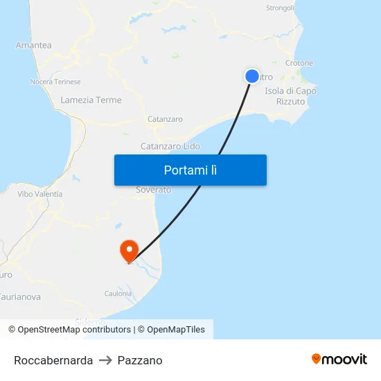 Roccabernarda to Pazzano map