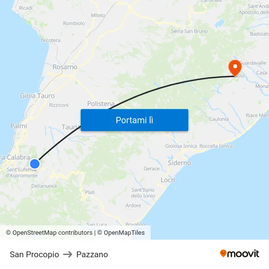 San Procopio to Pazzano map