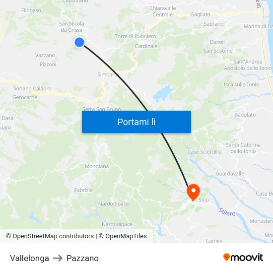 Vallelonga to Pazzano map
