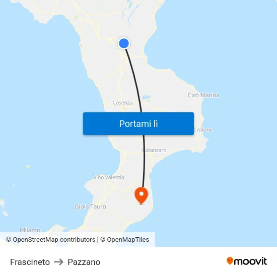 Frascineto to Pazzano map