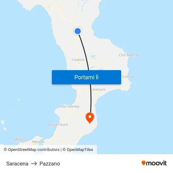 Saracena to Pazzano map