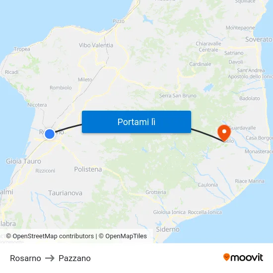 Rosarno to Pazzano map