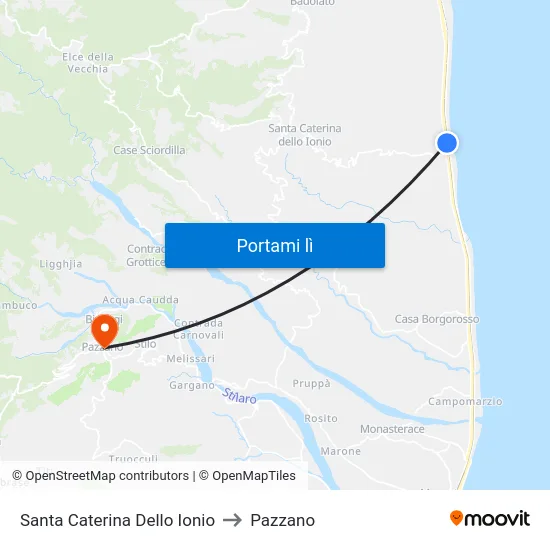 Santa Caterina Dello Ionio to Pazzano map