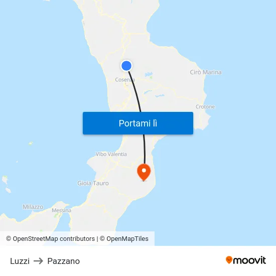 Luzzi to Pazzano map