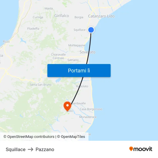 Squillace to Pazzano map