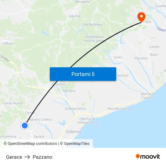 Gerace to Pazzano map