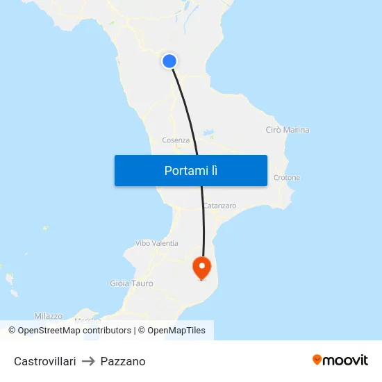 Castrovillari to Pazzano map