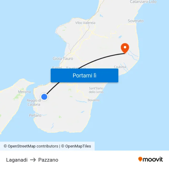 Laganadi to Pazzano map